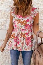 Load image into Gallery viewer, Womens Blouse-Floral Square Neck Baby Doll Top | Tops/Blouses &amp; Shirts
