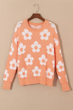 Load image into Gallery viewer, Womens Sweater-Flower Round Neck Dropped Shoulder Sweater | top
