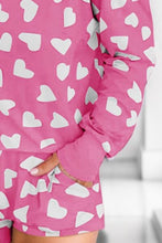 Load image into Gallery viewer, Womens Shorts Set-Heart Print Round Neck Top and Shorts Lounge Set | pajamas
