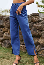 Load image into Gallery viewer, Blue Jeans-High Waist Loose Fit Ankle Slit Jeans | Blue Jeans
