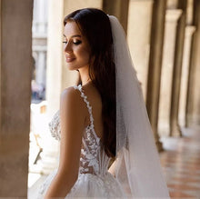 Load image into Gallery viewer, Lace Wedding Dress-Illusion Top Applique Bridal  Gown | Wedding Dresses
