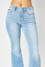 Load image into Gallery viewer, Judy Blue Jeans-Mid Rise Raw Hem Slit Flare Jeans | Blue Jeans
