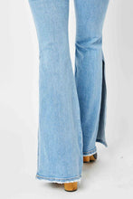 Load image into Gallery viewer, Judy Blue Jeans-Mid Rise Raw Hem Slit Flare Jeans | Blue Jeans

