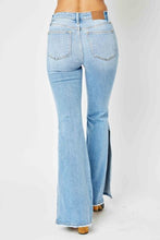 Load image into Gallery viewer, Judy Blue Jeans-Mid Rise Raw Hem Slit Flare Jeans | Blue Jeans
