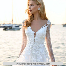 Load image into Gallery viewer, Lace Wedding Dress-V-Neck Detachable Train Wedding Dress | Wedding Dresses
