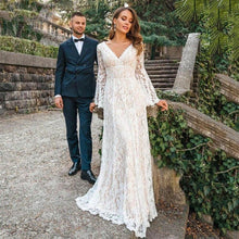Load image into Gallery viewer, Bohemian Wedding Dress-Lace Beach Wedding Dress | Wedding Dresses
