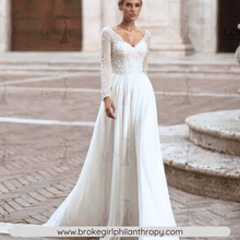 Load image into Gallery viewer, Bohemian Wedding Dress-Long Sleeve Beach Wedding Dress | Wedding Dresses
