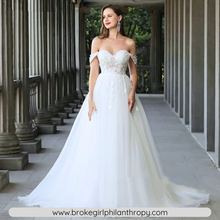Load image into Gallery viewer, Off the Shoulder Wedding Dress-Simple A-Line Wedding Dress | Wedding Dresses
