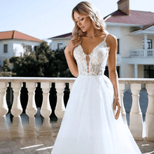 Load image into Gallery viewer, Beach Wedding Dress-Modern A-Line Tulle Beach Wedding Dress | Wedding Dresses
