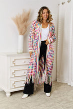 Load image into Gallery viewer, Womens Sweater-Multicolored Open Front Fringe Hem Cardigan | Coat &amp; Jacket &amp; Cardigan
