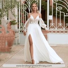 Load image into Gallery viewer, Beach Wedding Dress-Off Shoulder Floral Lace Wedding Dress | Wedding Dresses
