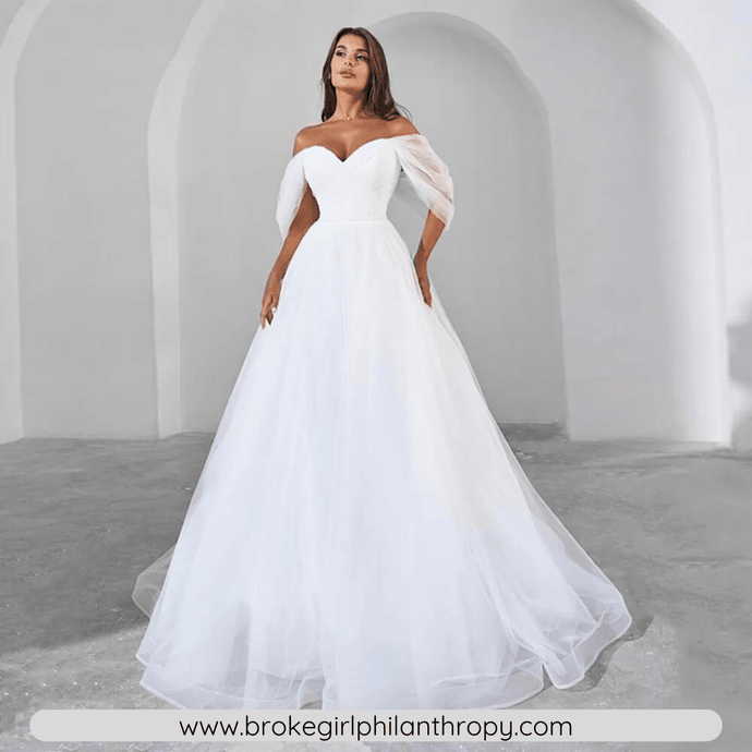 Off the Shoulder Dress-Off Shoulder V Neck Corset Bridal Gown | Wedding Dresses