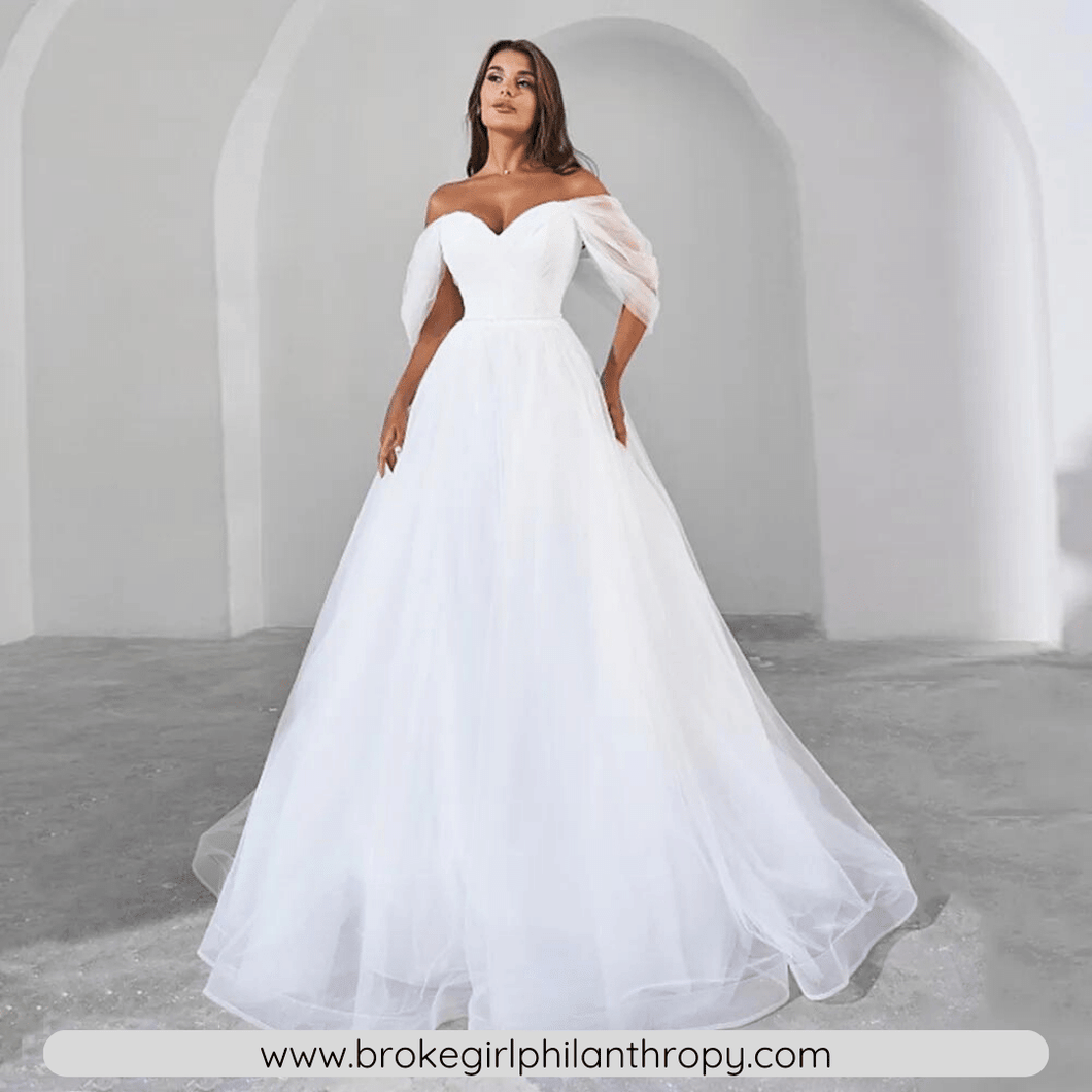 Off the Shoulder Dress-Off Shoulder V Neck Corset Bridal Gown | Wedding Dresses