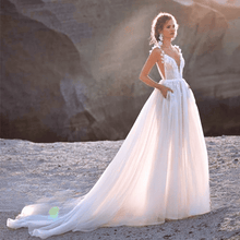 Load image into Gallery viewer, Sexy Wedding Dress- Romantic Flowers Pleats and Straps Gown | Wedding Dresses
