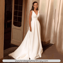 Load image into Gallery viewer, A Line Wedding Dress-Satin Beach Wedding Dress | Wedding Dresses
