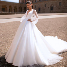 Load image into Gallery viewer, Backless Wedding Dress-Satin V Neck Princess Bridal Gown | Wedding Dresses
