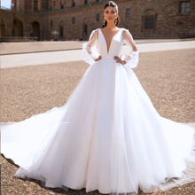 Load image into Gallery viewer, Backless Wedding Dress-Satin V Neck Princess Bridal Gown | Wedding Dresses
