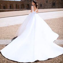 Load image into Gallery viewer, Backless Wedding Dress-Satin V Neck Princess Bridal Gown | Wedding Dresses

