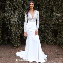 Load image into Gallery viewer, Sexy Mermaid Wedding Dress-Lace Jersey Mermaid Beach Bridal Gown | Wedding Dresses
