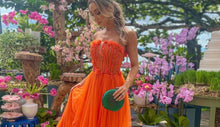 Load image into Gallery viewer, Womens Formal Dress-Sexy Strapless Orange Party Dress | Wedding &amp; Bridal Party Dresses
