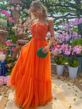 Load image into Gallery viewer, Womens Formal Dress-Sexy Strapless Orange Party Dress | Wedding &amp; Bridal Party Dresses
