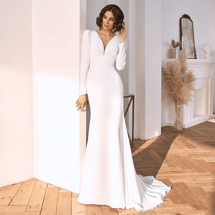 Sexy Wedding Dress-Sexy Backless V Neck Spandex Beach Wedding Dress | Wedding Dresses