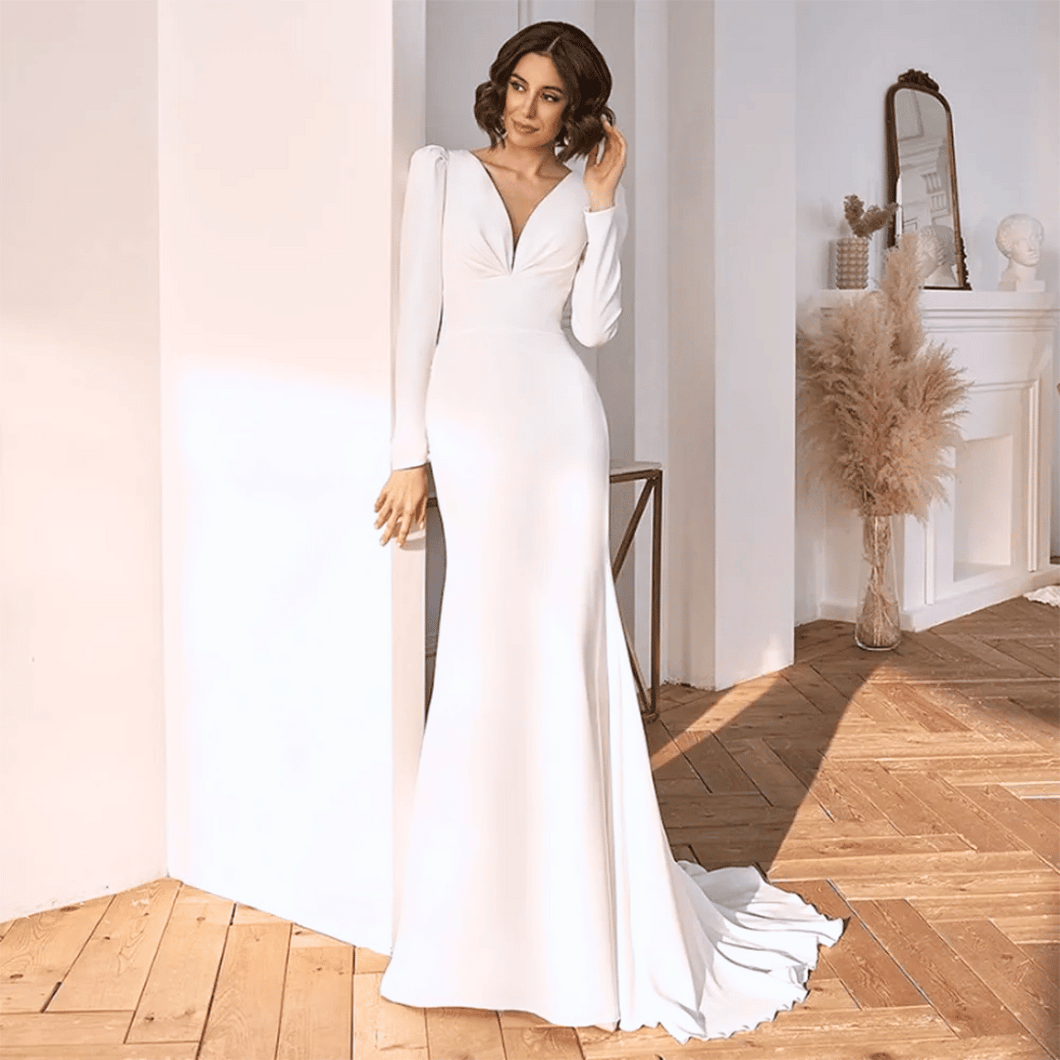 Sexy Wedding Dress-Sexy Backless V Neck Spandex Beach Wedding Dress | Wedding Dresses
