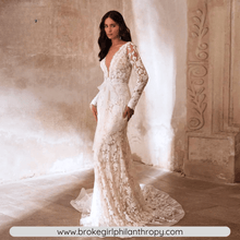 Load image into Gallery viewer, Mermaid Wedding Dress-Sexy V Neck Lace Wedding Dress | Wedding Dresses
