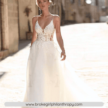 Load image into Gallery viewer, Sexy Wedding Dress-Bohemian Lace V Neck Beach Bridal Gown | Wedding Dresses
