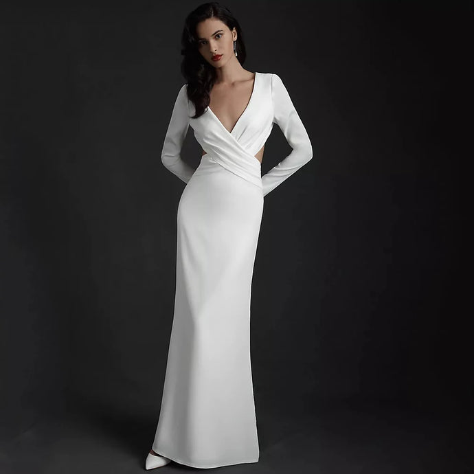 Sexy Wedding Dress-Simple Bare Waist Wedding Dress-Open Back Broke Girl Philanthropy