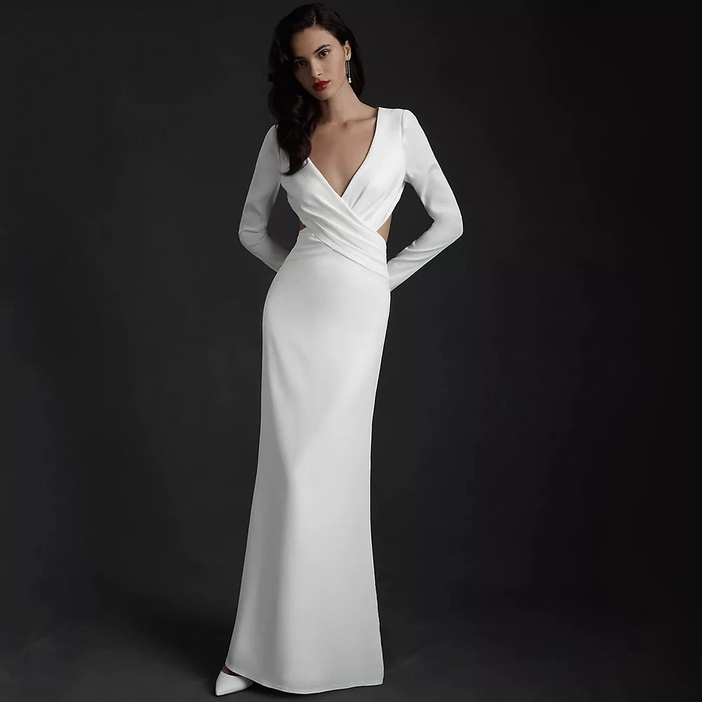Sexy Wedding Dress-Simple Bare Waist Wedding Dress-Open Back Broke Girl Philanthropy