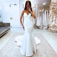 Load image into Gallery viewer, Simple Mermaid Wedding Dress-Satin Off the Shoulder Bridal Gown | Wedding Dresses
