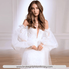 Load image into Gallery viewer, Mermaid Wedding Dress-Strapless Puff Sleeve Wedding Dress Detachable Train | Wedding Dresses
