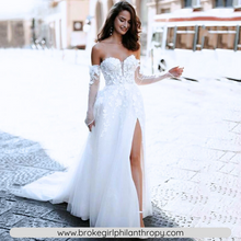 Load image into Gallery viewer, Backless Wedding Dress-A Line Lace Beach Wedding Dress | Wedding Dresses
