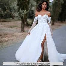 Load image into Gallery viewer, Backless Wedding Dress-A Line Lace Beach Wedding Dress | Wedding Dresses
