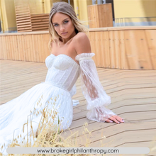 Load image into Gallery viewer, Beach Wedding Dress-Sweetheart Detachable Puff Sleeves | Wedding Dresses
