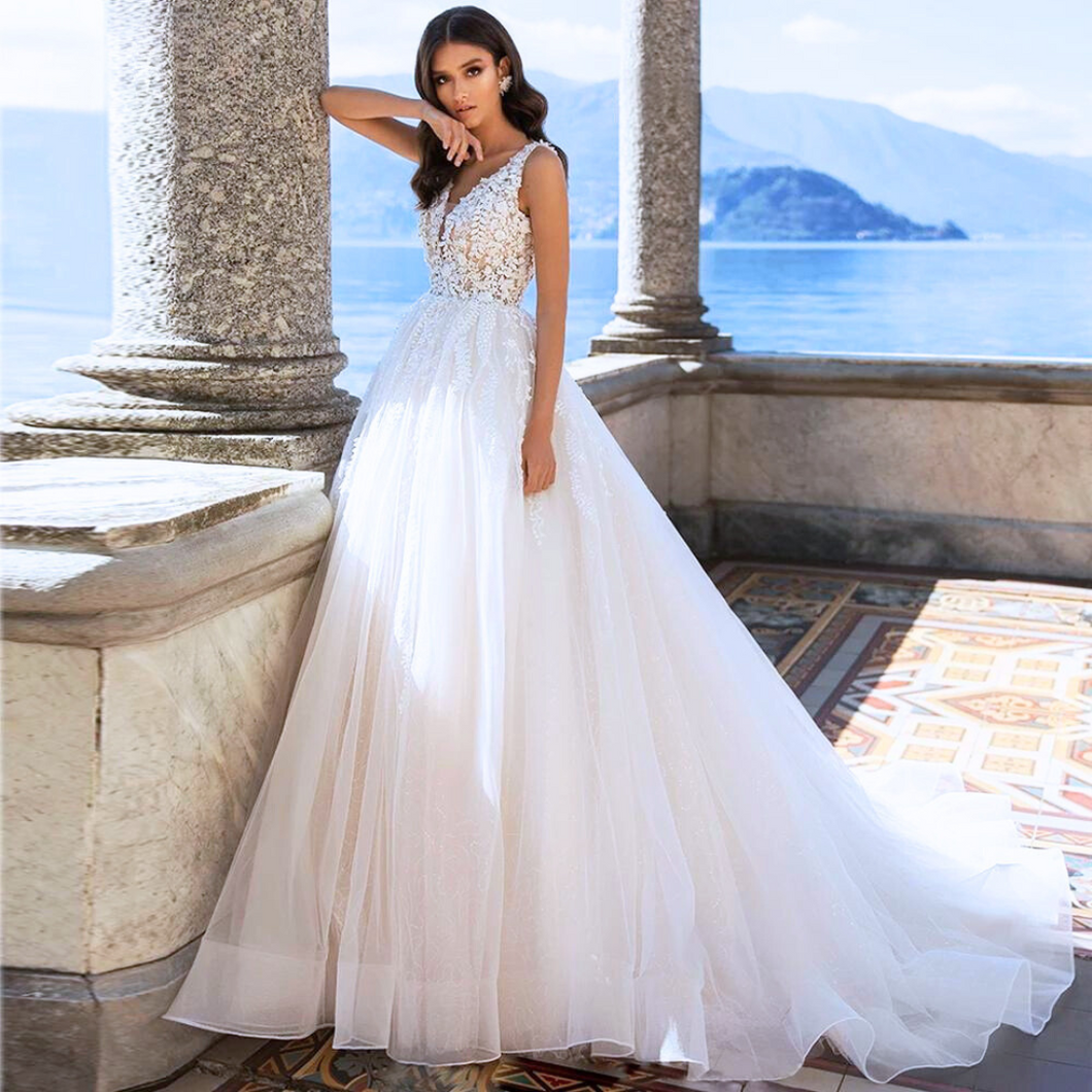 Lace Wedding Dress-A Line Wedding Dress-Court Train | Wedding Dresses