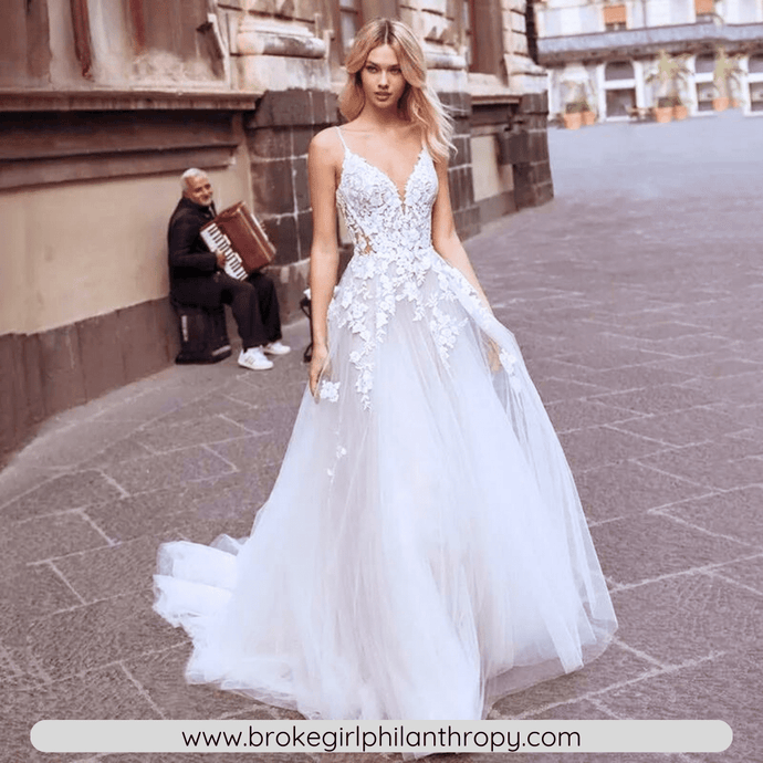 Beach Wedding Dress-Vintage Lace V Neck Beach Wedding Dress | Wedding Dresses