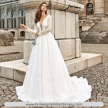 Load image into Gallery viewer, Vintage Sexy V Neck A Line Lace Wedding Dress Broke Girl Philanthropy
