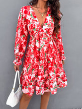 Load image into Gallery viewer, Backless Print Dress | V-Neck Flounce Sleeve Dress
