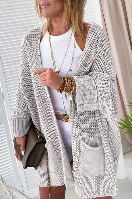 Gray Oversized Fold Over Sleeve Sweater Cardigan | Tops/Sweaters & Cardigans