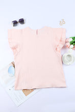 Load image into Gallery viewer, Pink Textured Tiered Ruffled Short Sleeve Blouse | Tops/Blouses &amp; Shirts
