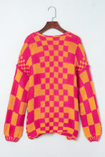 Load image into Gallery viewer, Multicolor Open Front Mixed Checkered Pattern Knit Cardigan | Tops/Sweaters &amp; Cardigans
