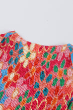 Load image into Gallery viewer, Pink Boho Flower Print Puff Sleeve Peplum Top | Tops/Tops &amp; Tees
