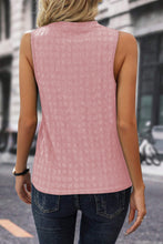 Load image into Gallery viewer, Pink Lattice Textured Split Neck Tank Top | Tops/Tank Tops
