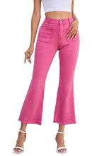 Load image into Gallery viewer, Pink Ankle-length Flare Leg Raw Hem Jeans | Bottoms/Jeans
