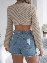 Load image into Gallery viewer, Swimsuit Cover Up | Openwork Tied Long Sleeve Knit
