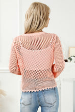 Load image into Gallery viewer, Pink Sweater | Pink Hollowed Eyelets Knit Bell Sleeve
