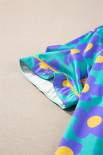 Load image into Gallery viewer, Green Flower Print Short Sleeve Shirt Pajamas Set | Loungewear &amp; Sleepwear/Sleepwear
