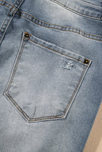 Load image into Gallery viewer, Dusk Blue Vintage Light Wash Ripped Raw Edge Flare Jeans | Bottoms/Jeans
